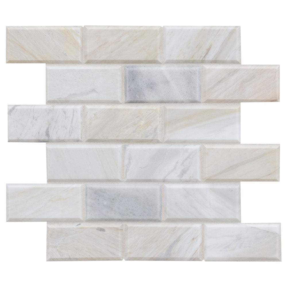 Athena Gold 2"x4" Honed and Beveled Marble Mesh Mounted Mosaic Tile - MSI Collection