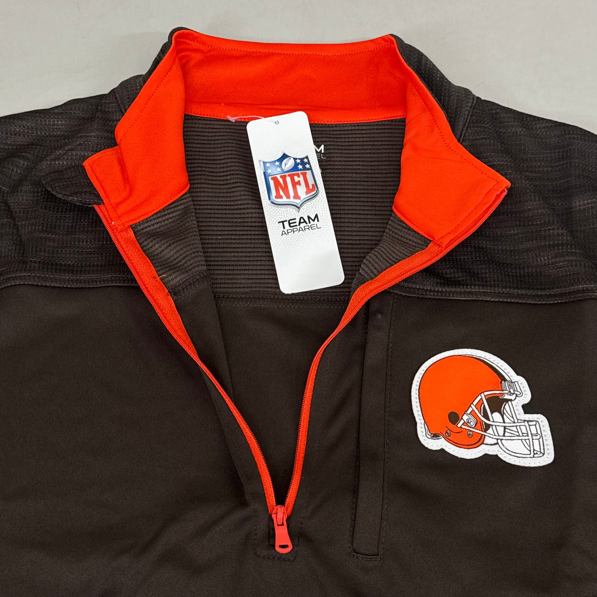 Camiseta NFL Cleveland Browns con cremallera de un cuarto, manga larga, talla L, marrón, 1802969