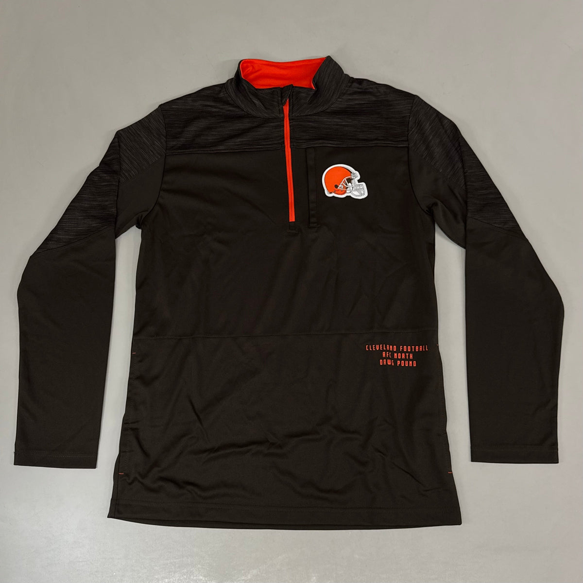 Camiseta NFL Cleveland Browns con cremallera de un cuarto, manga larga, talla M, marrón, 1802969