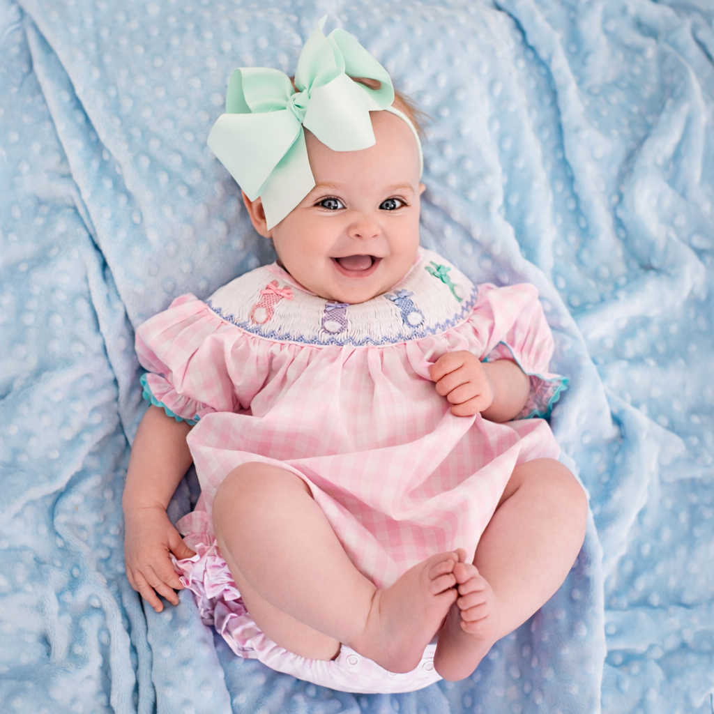 Smocked Pink Bunny Bubble