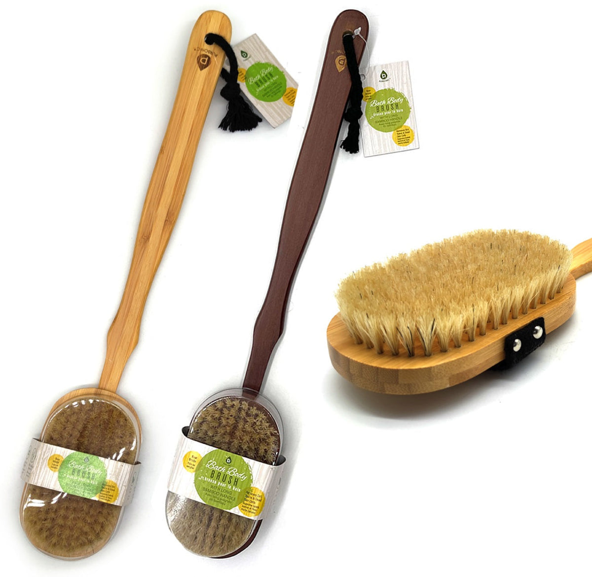 Cepillo de baño con mango largo de bambú 