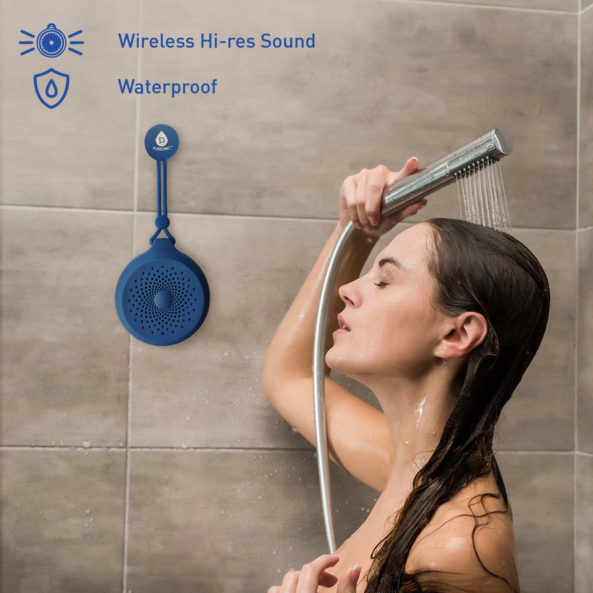 Paquete de altavoz inalámbrico Pursonic Peak y altavoz inalámbrico resistente al agua Pursonic: sonido de alta resolución de 360° en cualquier lugar y momento.