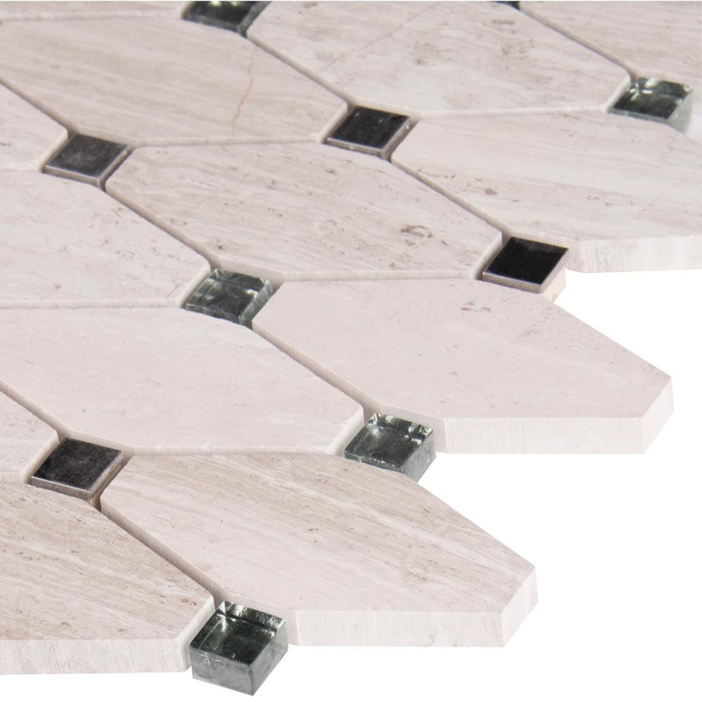 Bayview Elongated Octagon 11.81"x13.4" Glass Metal Stone Mesh-Mounted Mosaic Tile Pattern - MSI Collection
