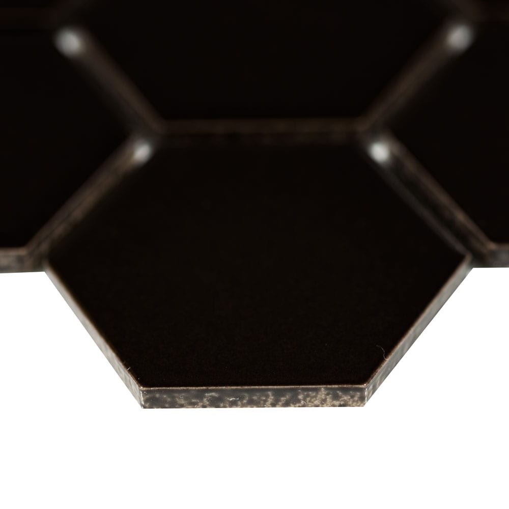 Mosaico de porcelana hexagonal de 5 cm, negro, mate, 29,6 x 32,8 cm - Colección MSI