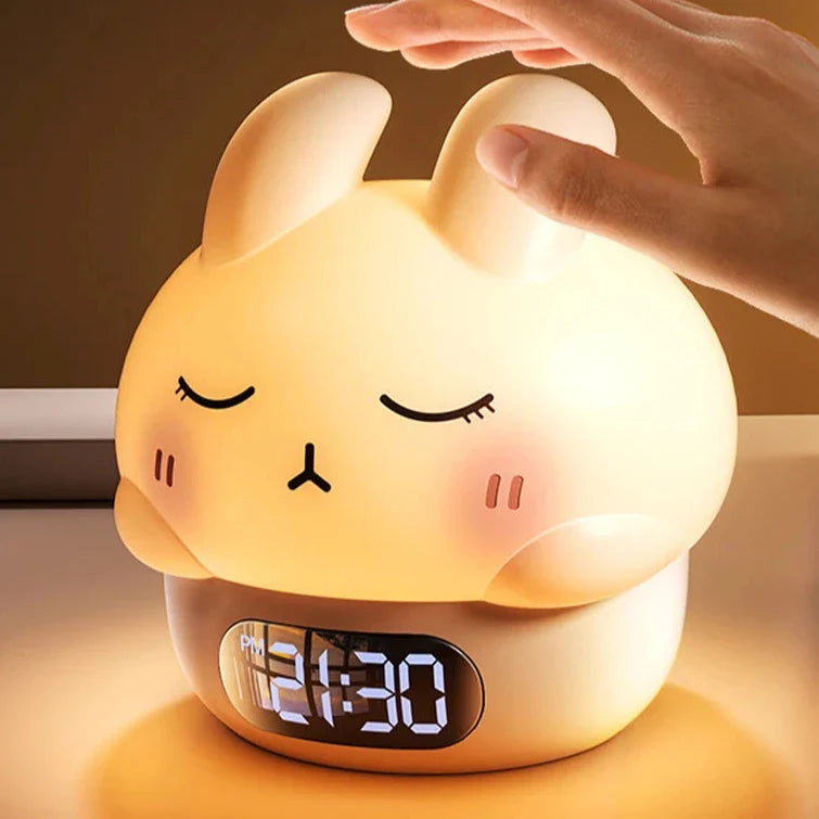 Reloj despertador con luz nocturna de conejito
