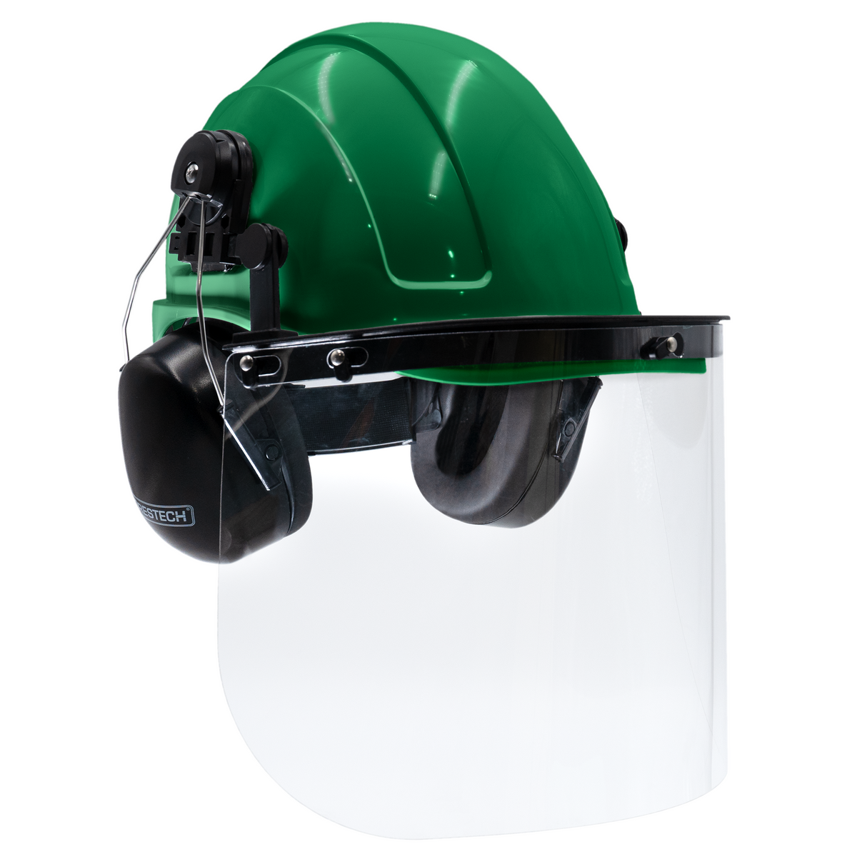 Kit de Casco Tipo Gorra con Orejeras Montables y Protector Facial de Alta Transparencia