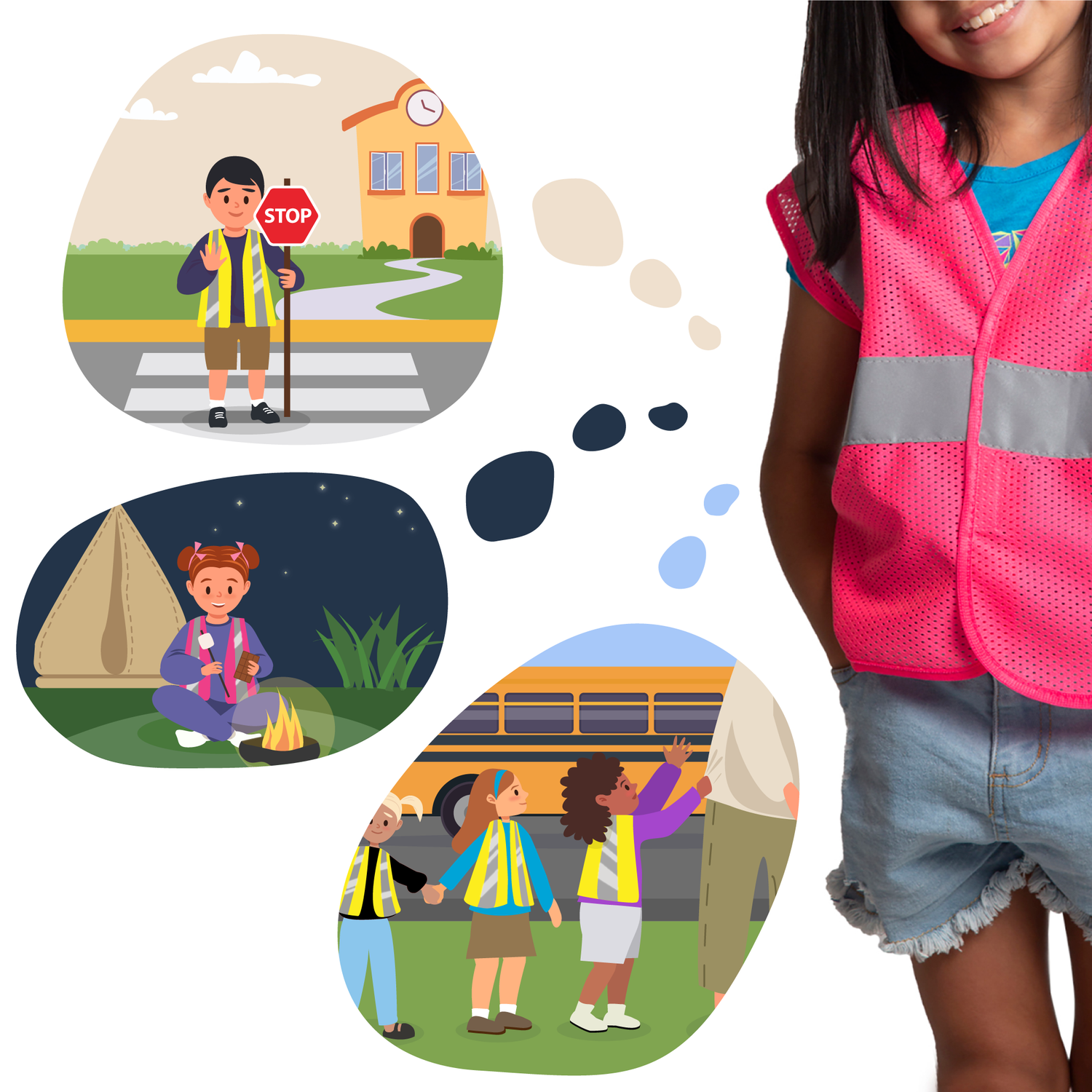 Children’s Hi-Vis Mesh Safety Vest with 2” Reflective Strips