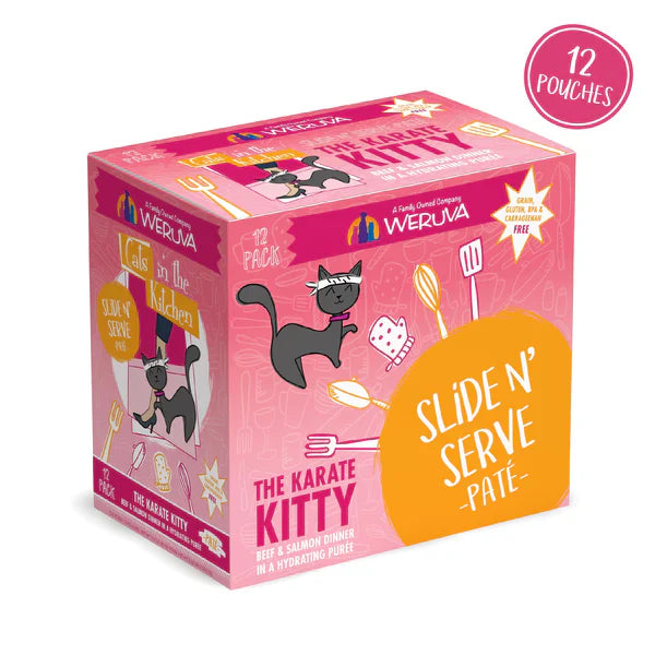 Paté Gatos en la Cocina La Cena Karate Kitty de Carne y Salmón en un Puré Hidratante (3 oz)