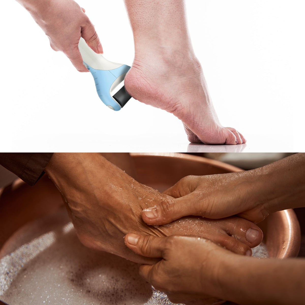 Paquete de cuidado de pies Pursonic: sal para pies con aceite de árbol de té y lima para pies Pedi Perfect 