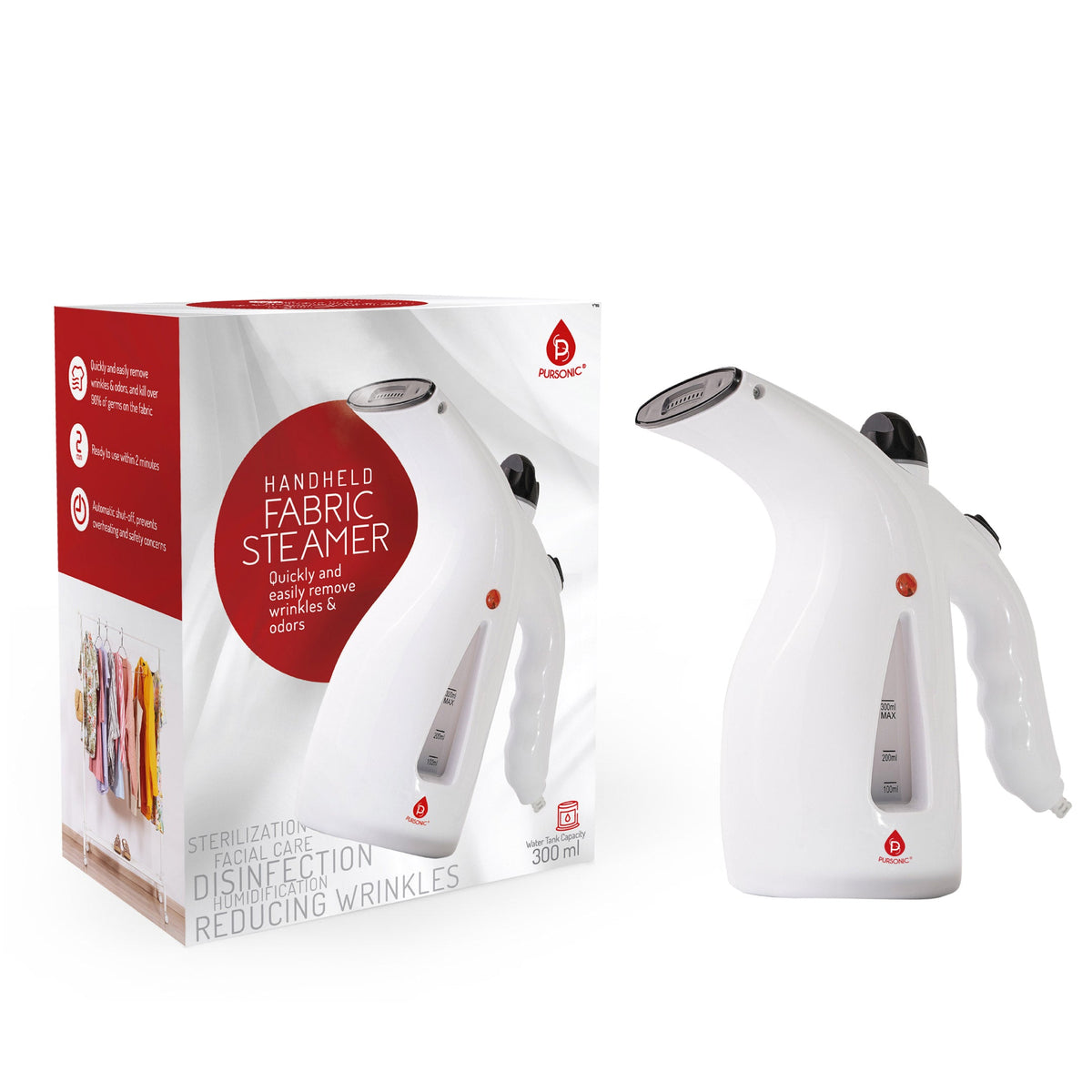 Vaporizador portátil de 300 ml para ropa de viaje, potente y de calentamiento rápido en 2 minutos.