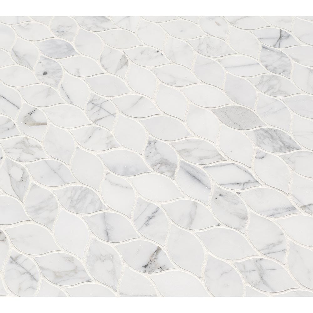 Calacatta Blanco 11.62" x 13.38" Polished Marble Mesh-Mounted Mosaic Tile Pattern-MSI Collection