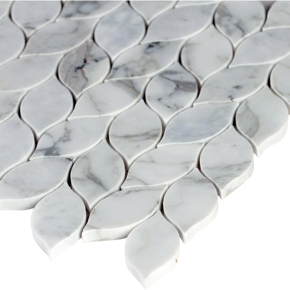 Calacatta Blanco 11.62" x 13.38" Polished Marble Mesh-Mounted Mosaic Tile Pattern-MSI Collection