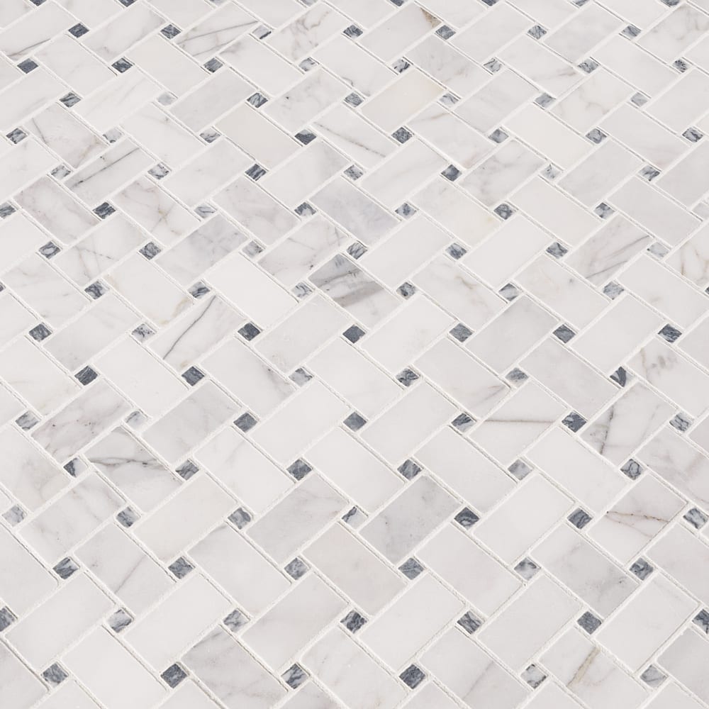 Calacatta Cressa Basket Weave 11.37" x 12.37" Honed Marble Mesh-Mounted Mosaic Tile - MSI Collection