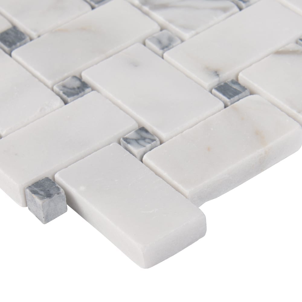 Calacatta Cressa Basket Weave 11.37" x 12.37" Honed Marble Mesh-Mounted Mosaic Tile - MSI Collection