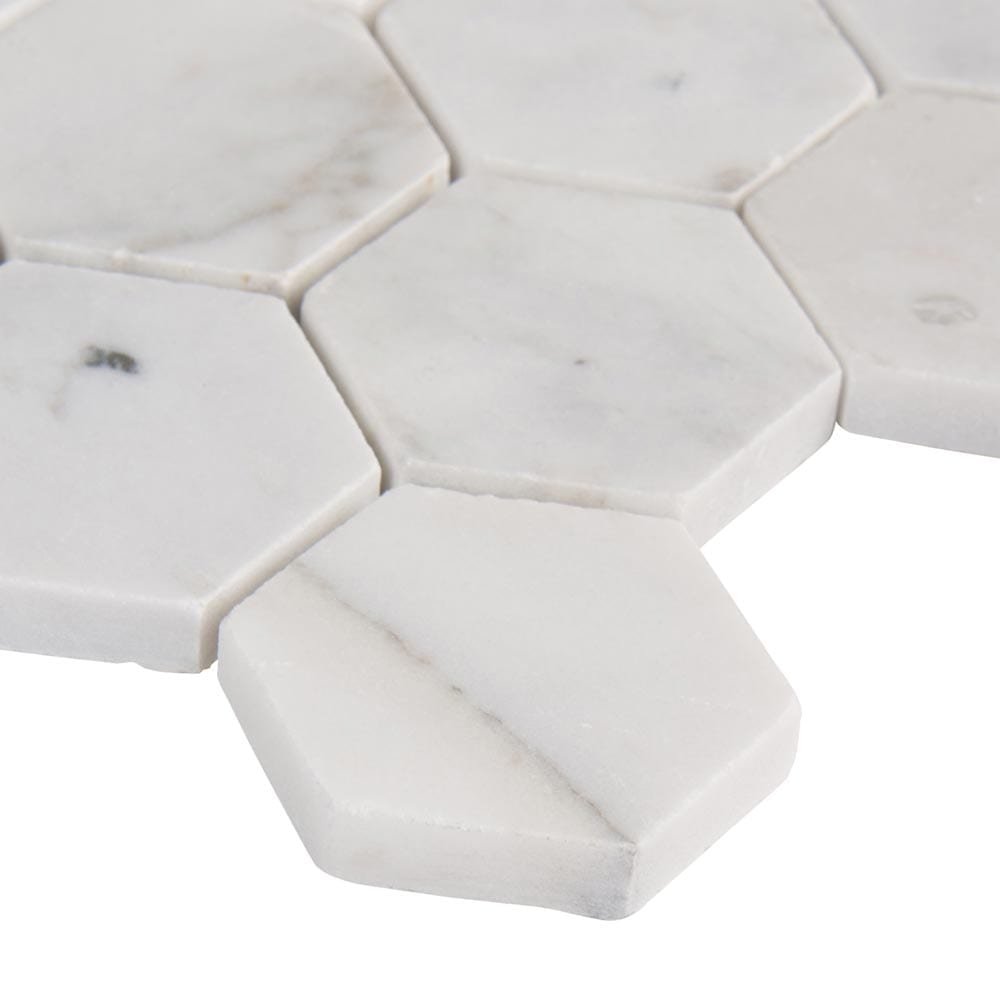 Calacatta Cressa Hexagon 11.75"x12" Honed Marble Mesh-Mounted Mosaic Tile 2" Hexagon-MSI Collection