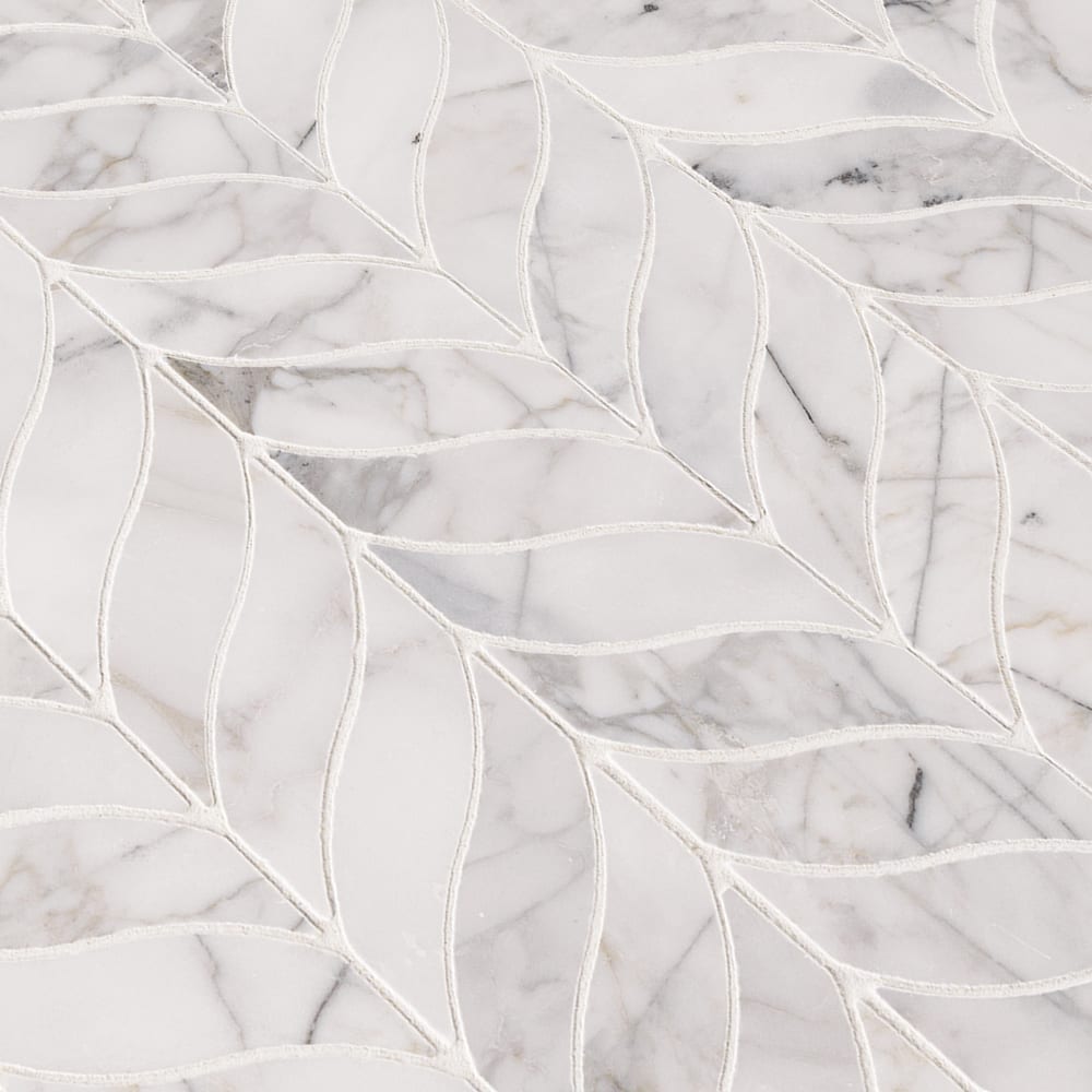 Calacatta Cressa Leaf Marble Mesh-Mounted Mosaic Tile 10"x 12" Honed - MSI Collection
