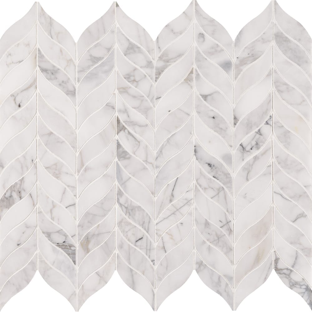 Calacatta Cressa Leaf Marble Mesh-Mounted Mosaic Tile 10"x 12" Honed - MSI Collection