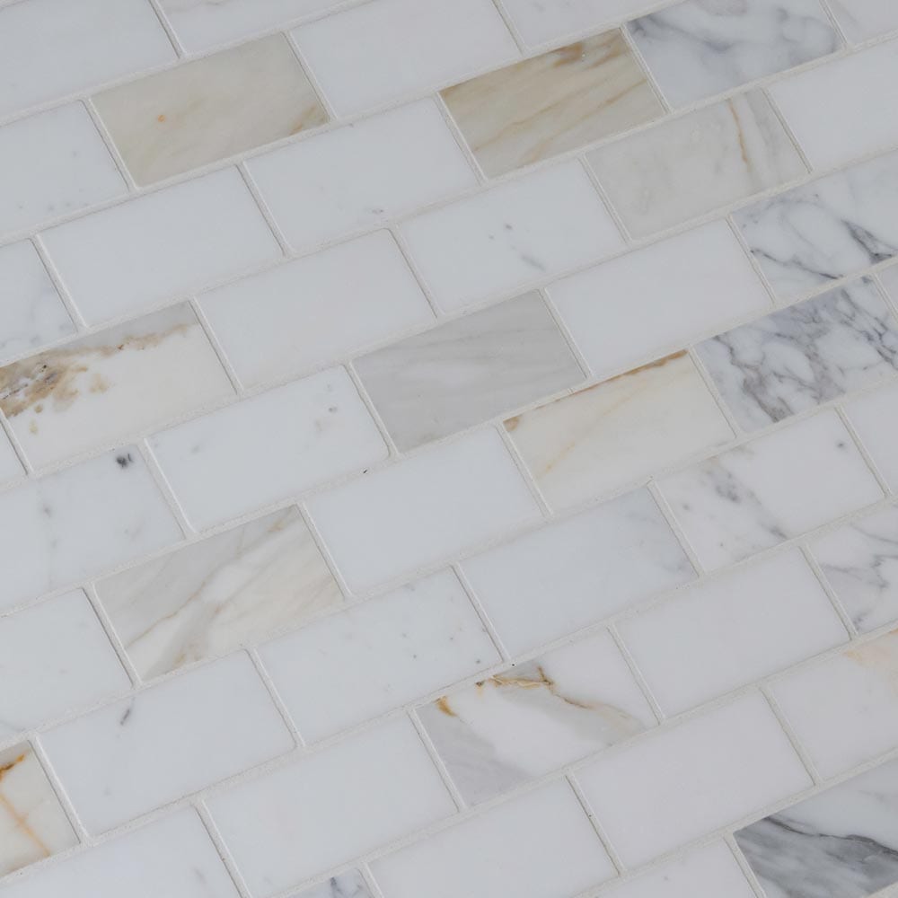 Calacatta Gold 12" x 12" Polished Marble Mesh-Mounted Mosaic Tile 2" x 4"-MSI Collection