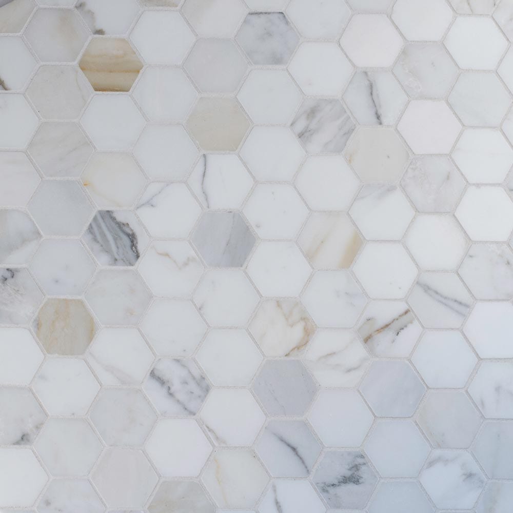 Calacatta Gold 12" x 12" Polished Marble Mesh-Mounted Mosaic Tile 2" Hexagon-MSI Collection