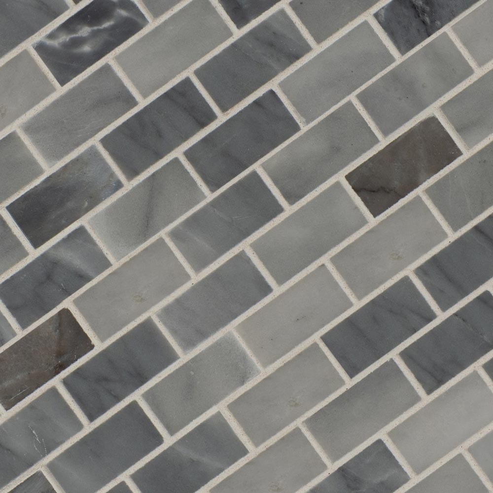 Carrara Classique Brick 11.81"x11.81" Marble Mesh-Mounted Mosaic Tile Pattern-MSI Collection