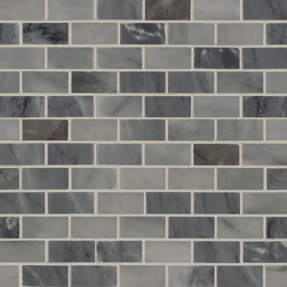 Carrara Classique Brick 11.81"x11.81" Marble Mesh-Mounted Mosaic Tile Pattern-MSI Collection