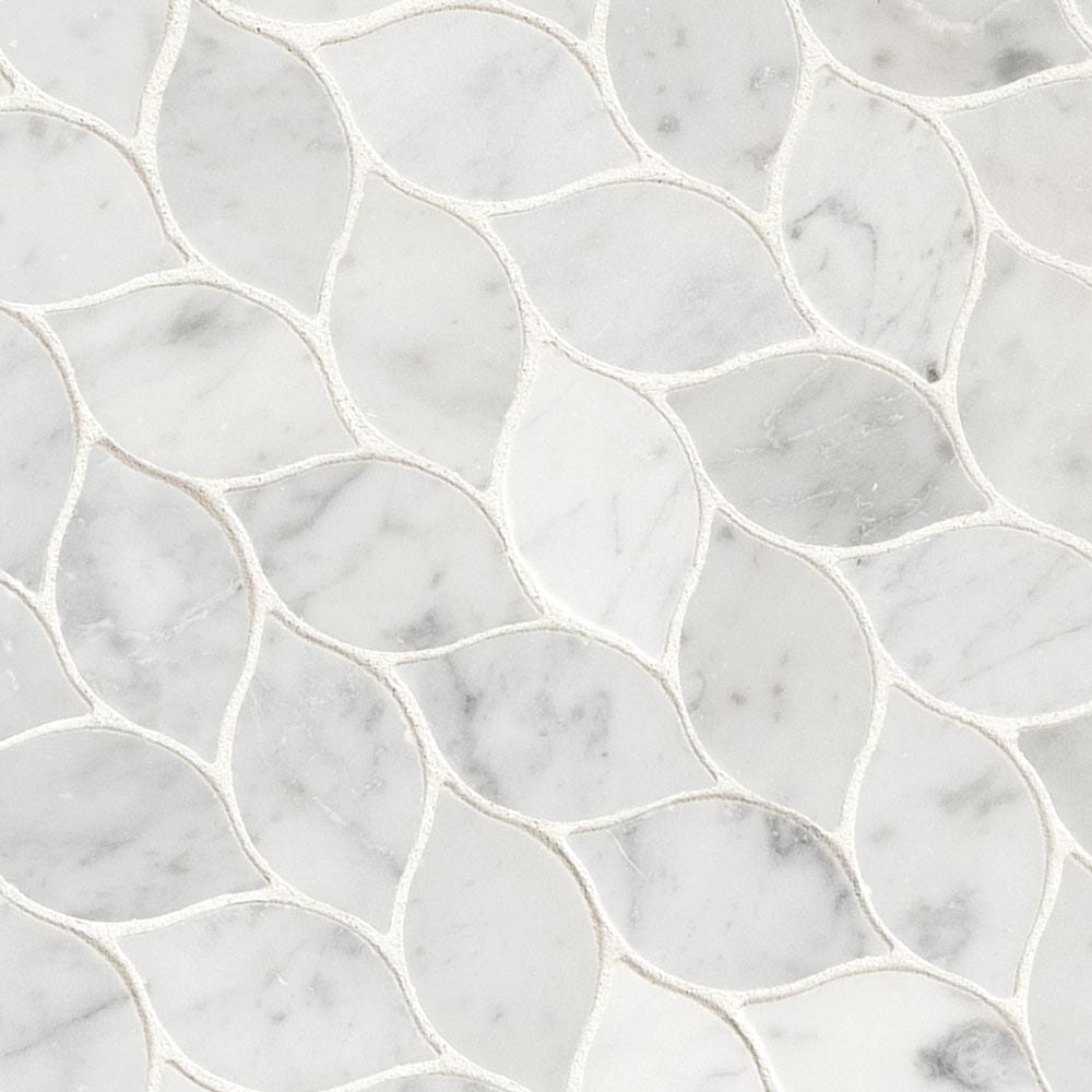 Carrara White Blanco Pattern 12"x12" Honed Marble Mesh-Mounted Mosaic Tile- MSI Collection