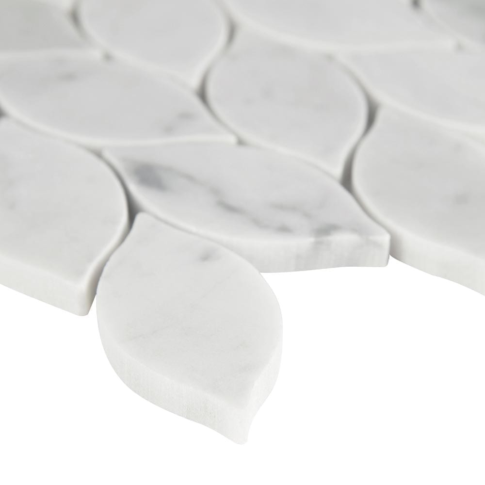 Carrara White Blanco Pattern 12"x12" Honed Marble Mesh-Mounted Mosaic Tile- MSI Collection