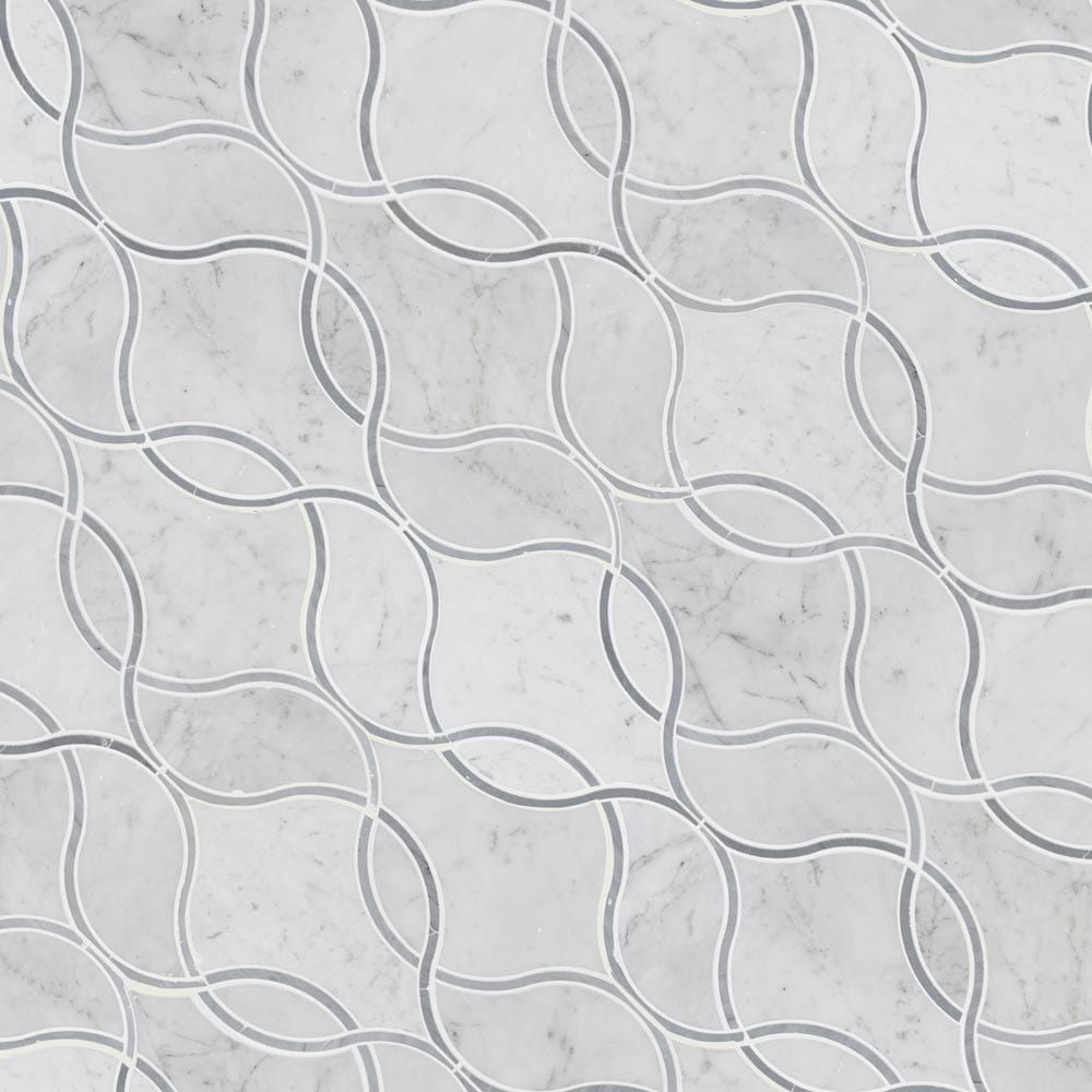 Carrara White Ellipsis 8.66"x11.63" Polished Marble Mesh-Mounted Mosaic Tile Pattern - MSI Collection