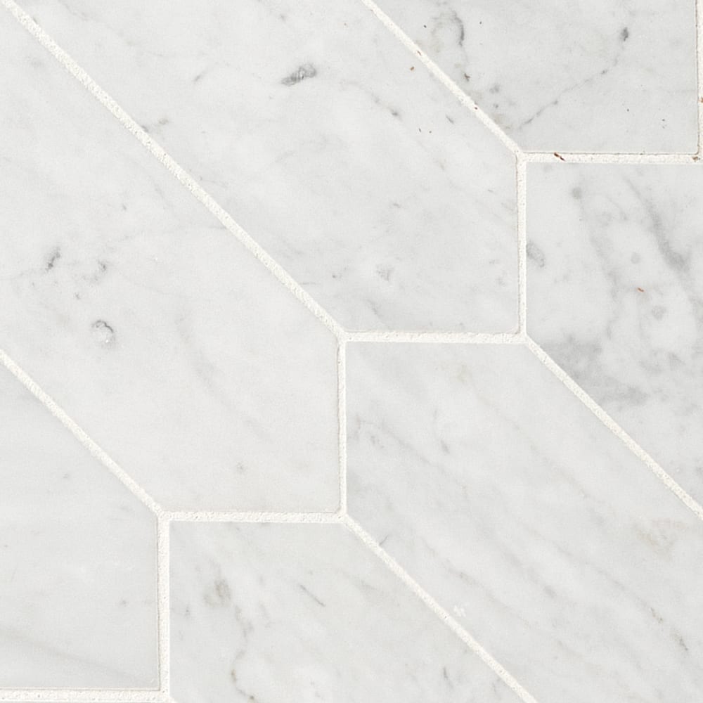 Carrara White 3"x12" Picket Honed Marble Mesh-Mounted Mosaic Tile - MSI Collection
