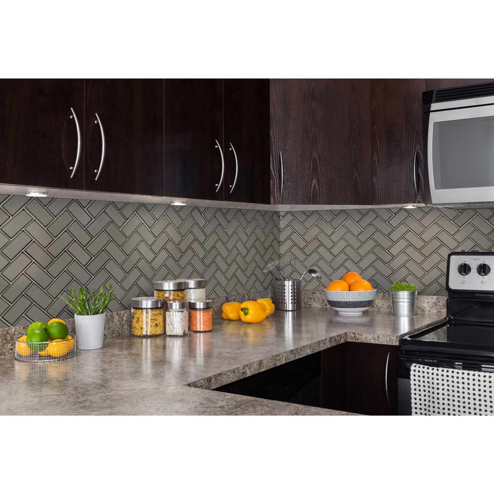 Champagne Bevel Herringbone 11.08" x 13.86" Glass Mesh-Mounted Mosaic Tile 2" x 4"-MSI Collection