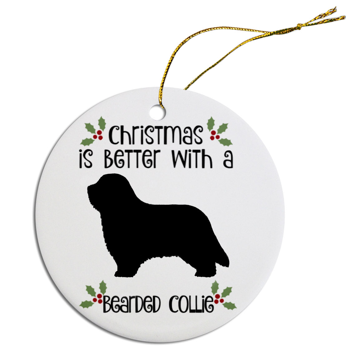 La Navidad es mejor con un adorno navideño de Collie Barbudo