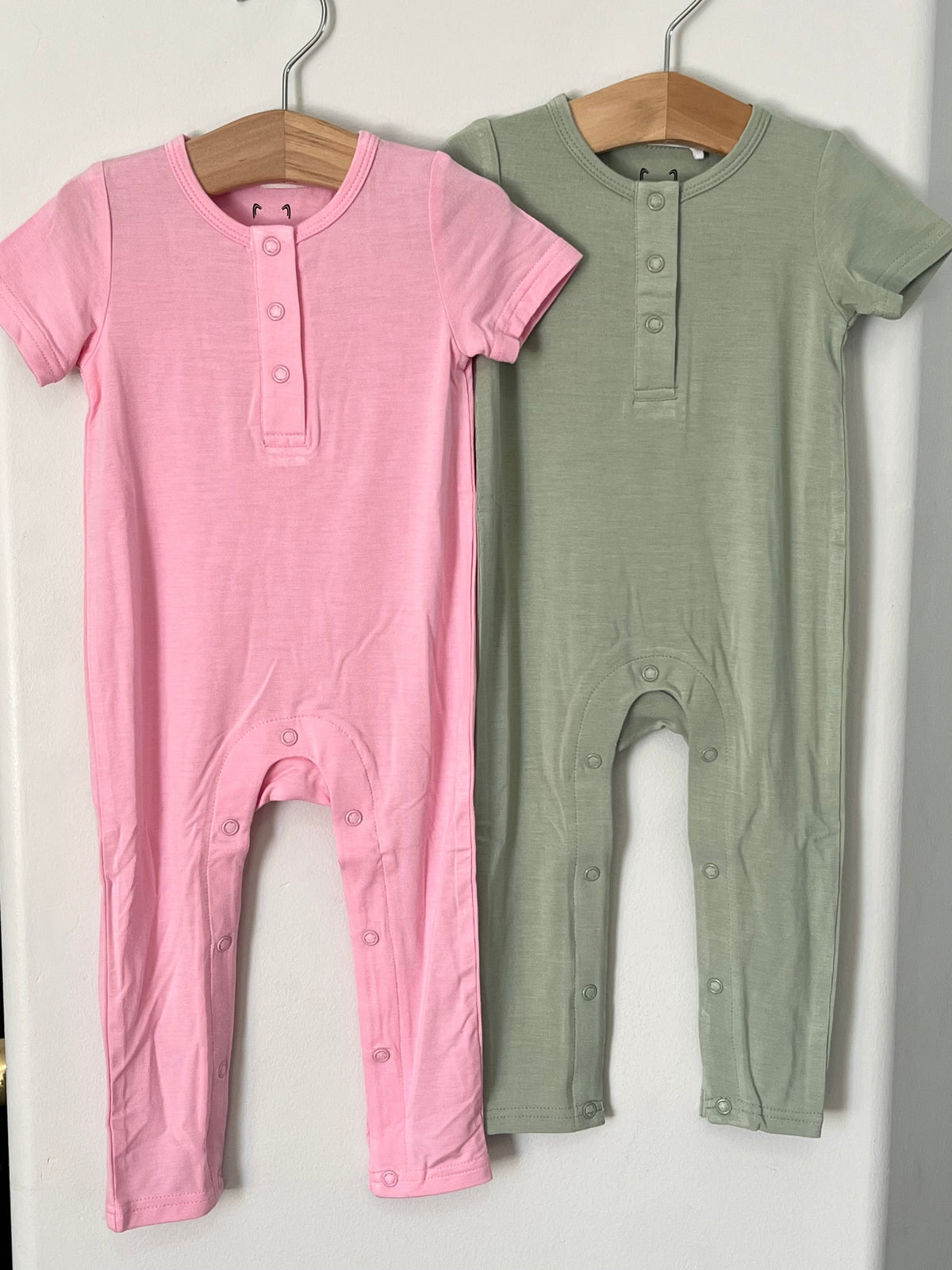 Tea Rose Pink Bamboo One Piece Snap Romper