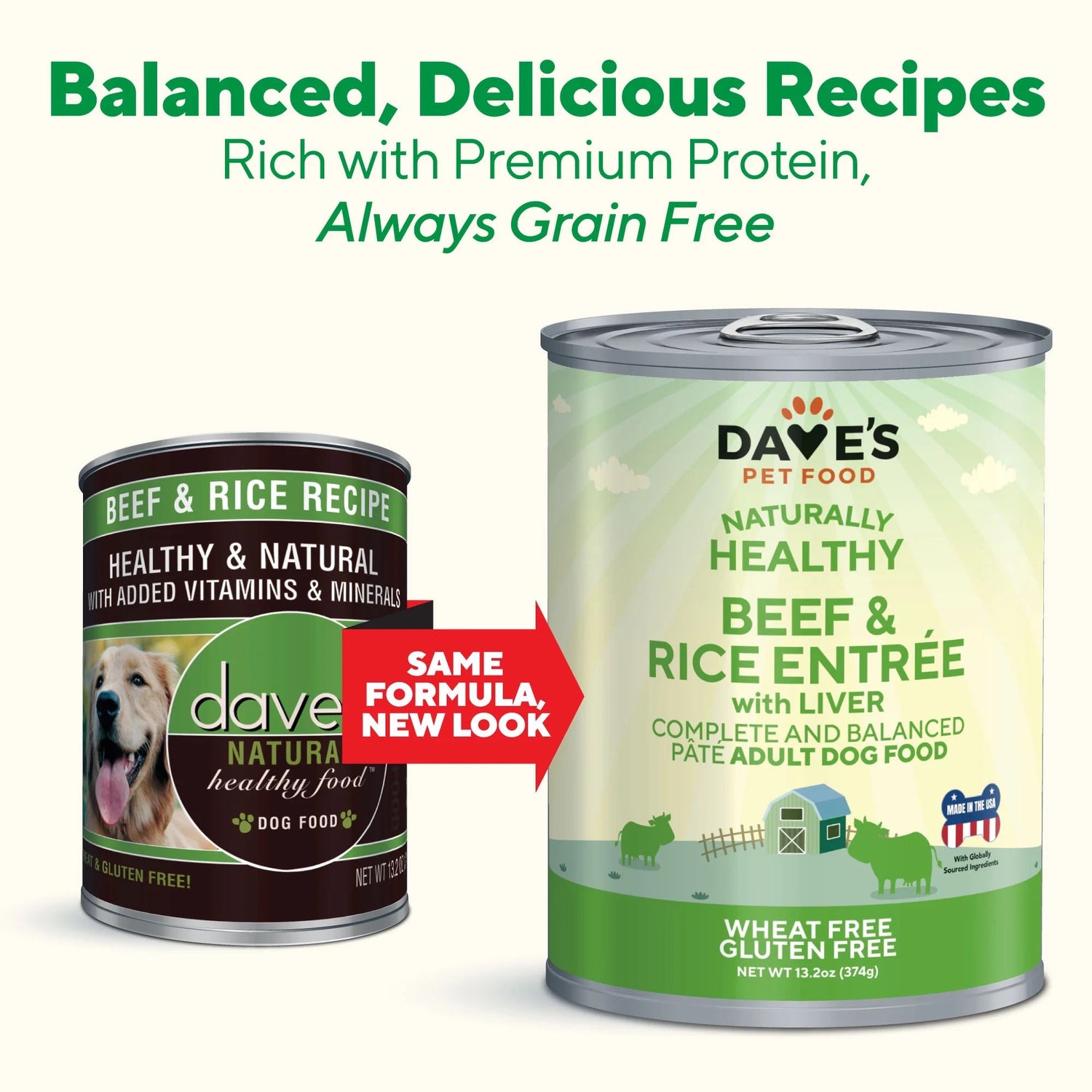Alimento húmedo para perros Dave's Natural Beef & Rice (13.2 oz) 