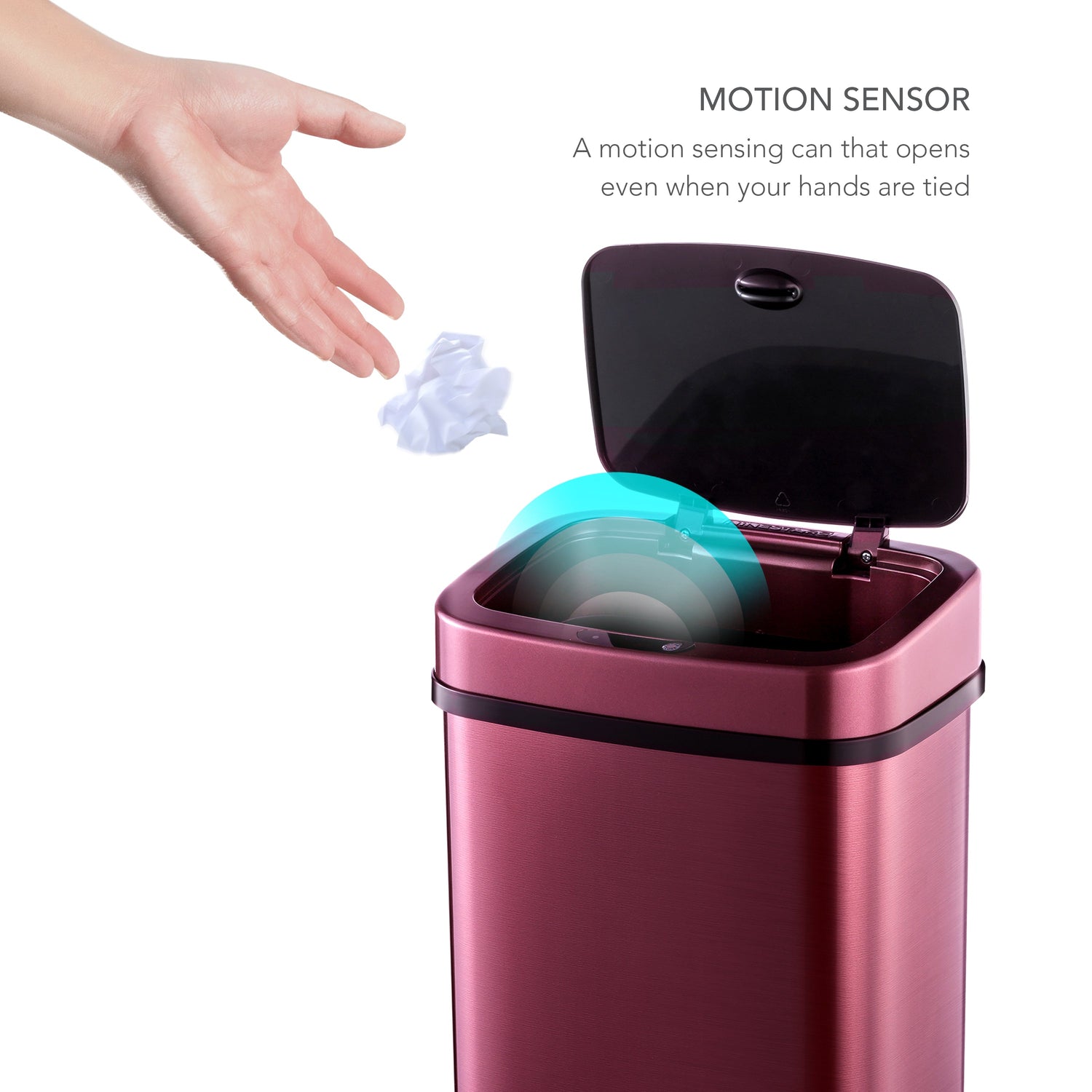 Rectangular Motion Sensor Trash Can 3.2 Gallon Stainless Steel | DZT-12-5
