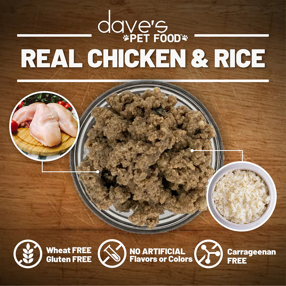 Dieta Restringida Suave para Perros de Dave – Pollo y Arroz (374 g)