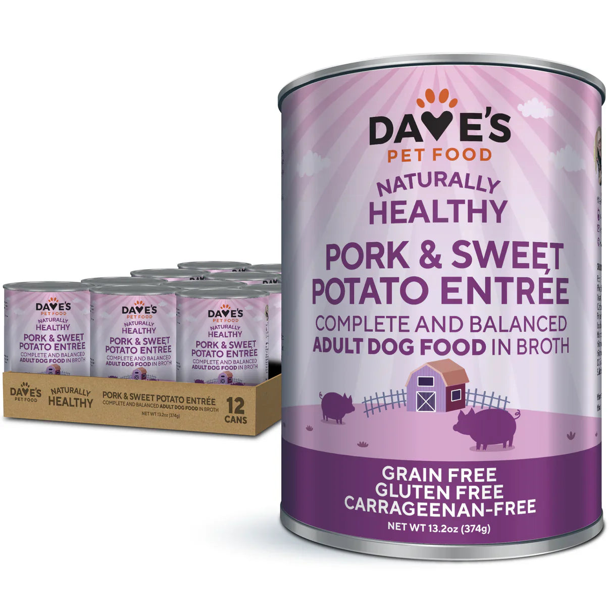 Dave's Grain Free Pork & Sweet Potato Entrée For Dogs (374g)