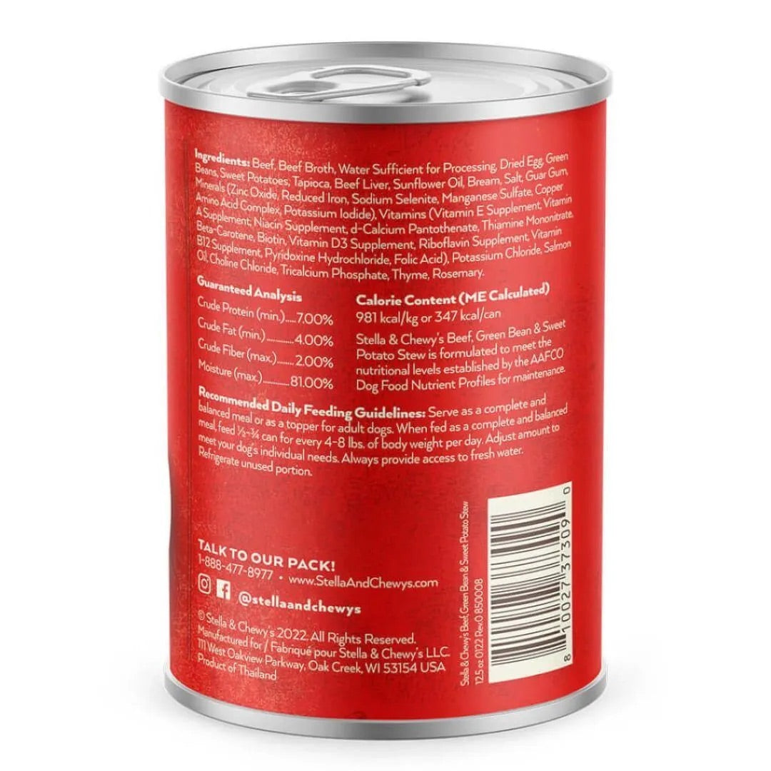 Alimento para perros de estofado gourmet de res de Stella & Chewy (12.5oz)