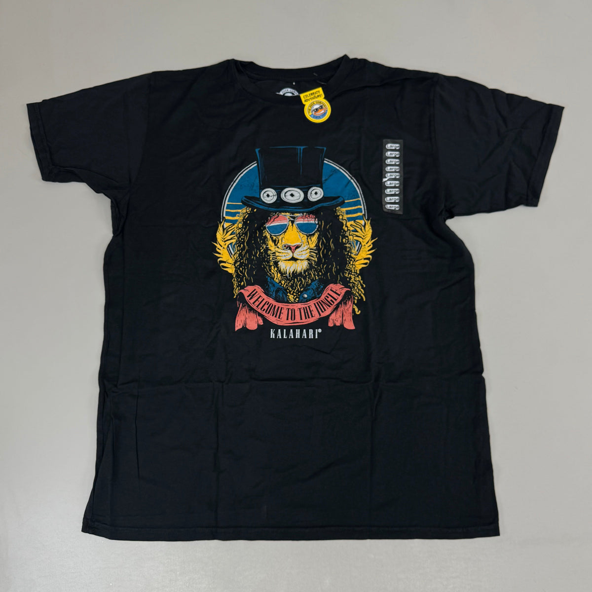 THE DUCK COMPANY Welcome To The Jungle Kalahari T-Shirt Adult Large Black,Blue,Yellow