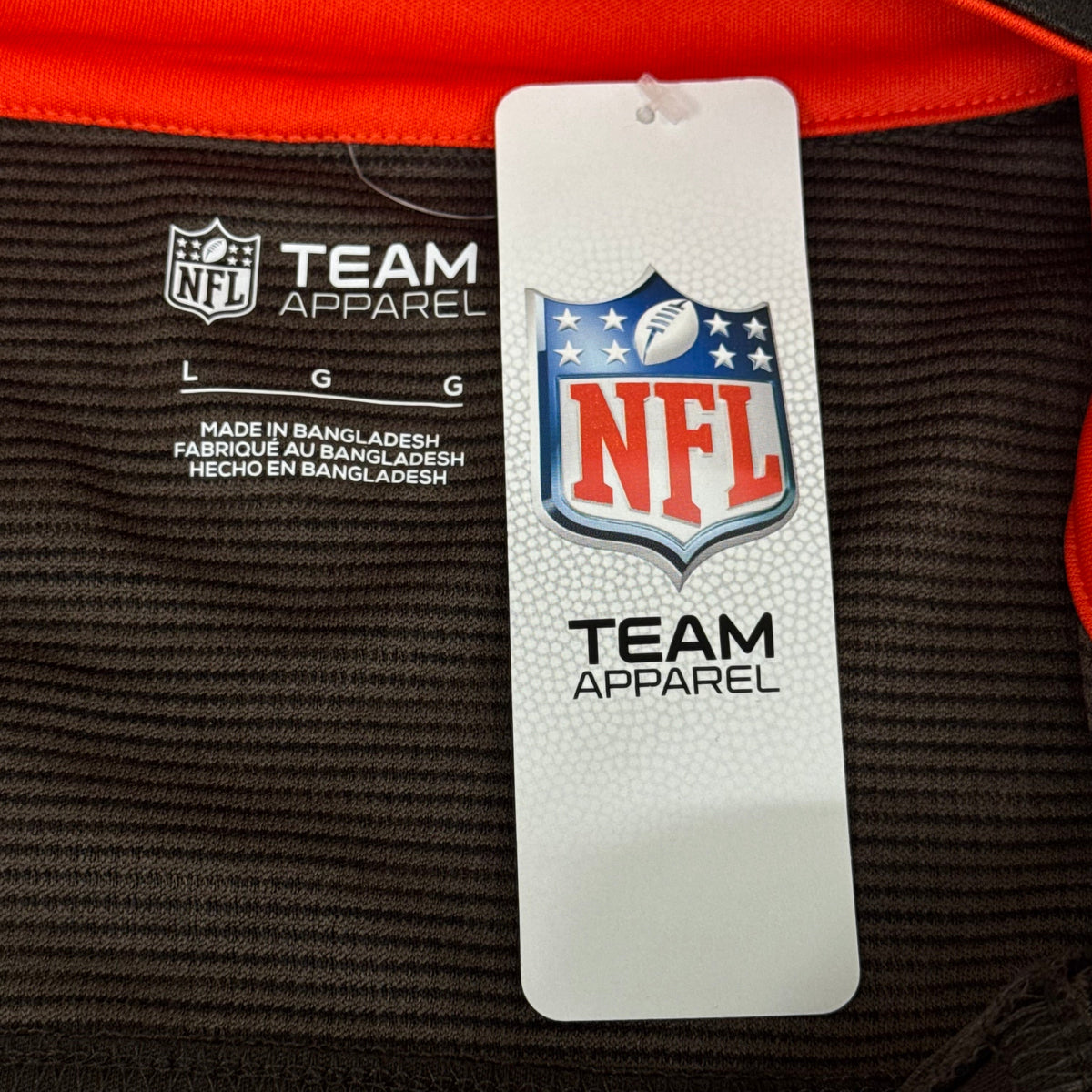 Camiseta NFL Cleveland Browns con cremallera de un cuarto, manga larga, talla L, marrón, 1802969