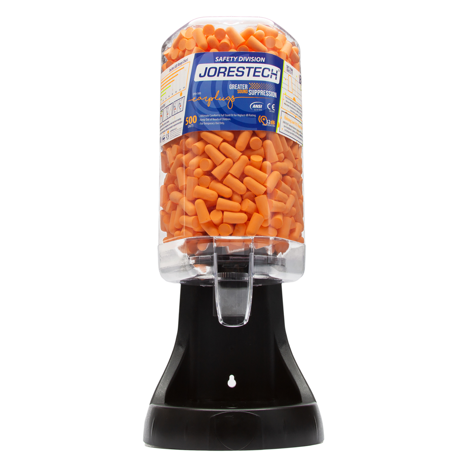 Earplug Dispenser Station with 500 Pairs 32dB NRR Soft Foam Units