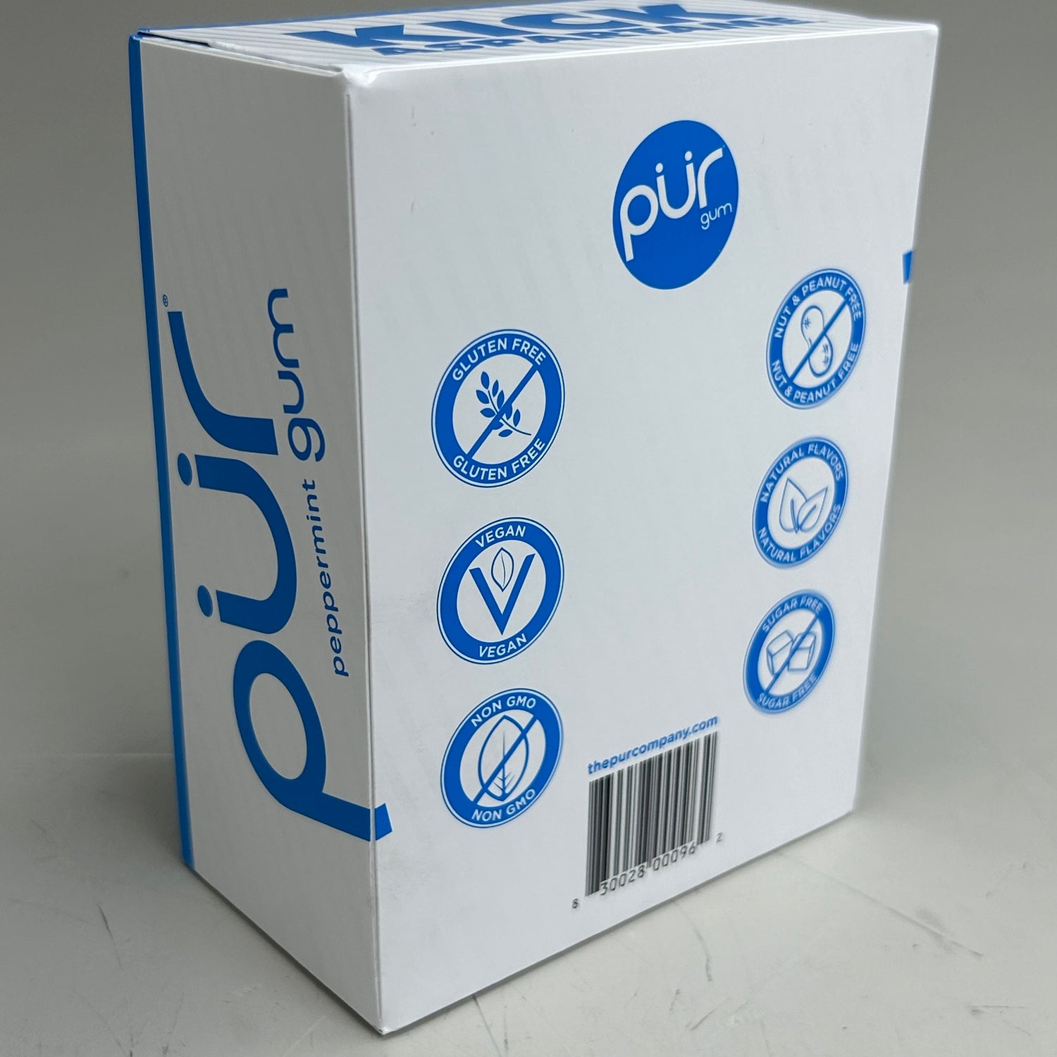 PUR Sugar-Free Peppermint Gum (Aspartame-Free) – 12 Packs (9 Pieces Each)