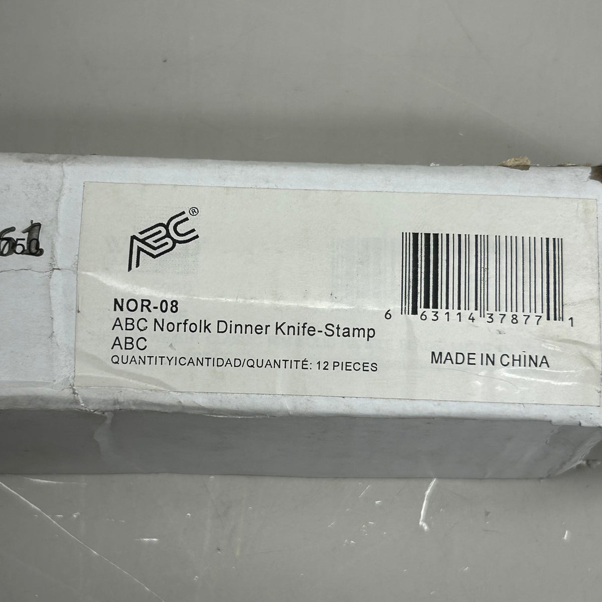 ABC (Paquete de 12) Cuchillo de mesa de acero inoxidable Norfolk Stamped 8.5" NOR-08 (Nuevo-Otro-Empaque Dañado)
