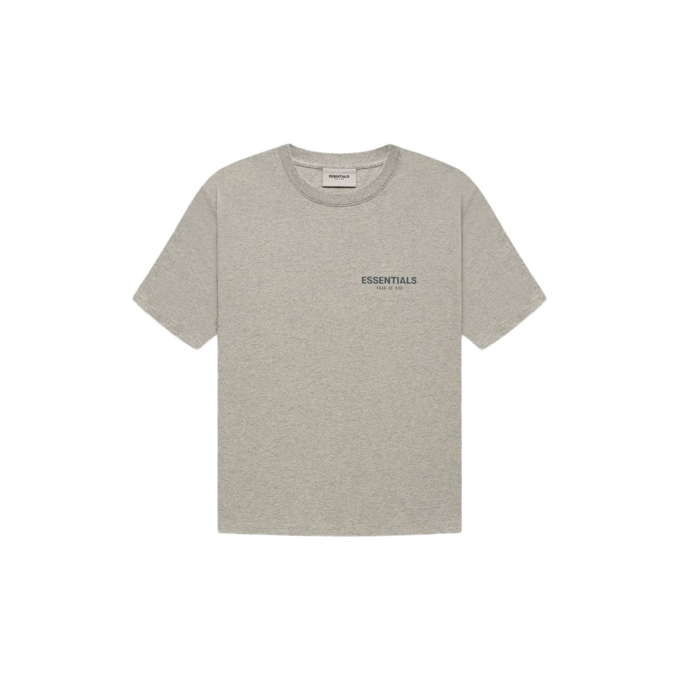 Camiseta Fear of God Essentials Core Collection SS21 en color avena jaspeado oscuro