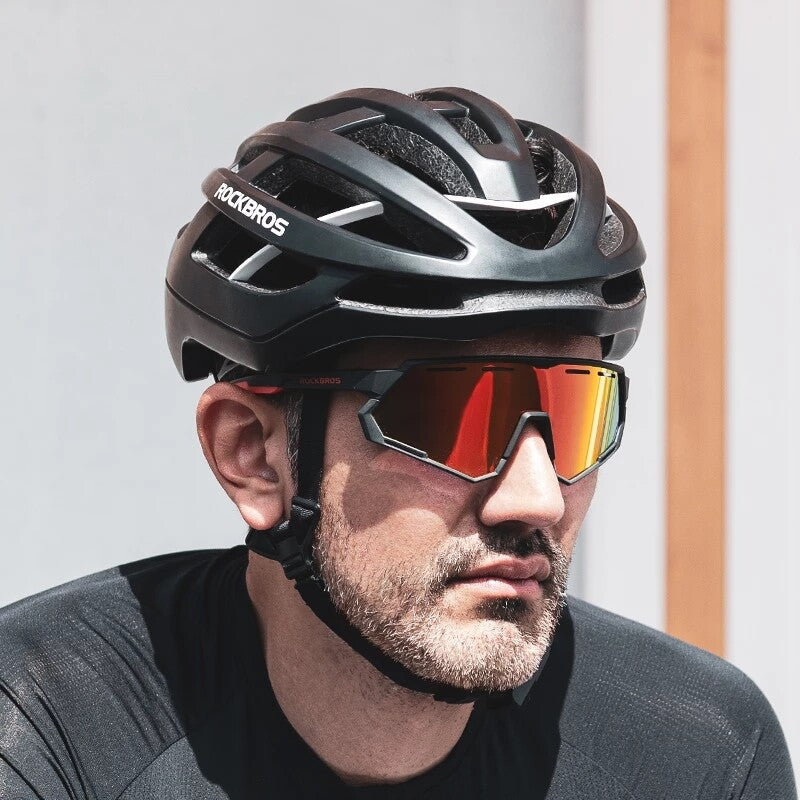 ROCKBROS Cycling Glasses Polarized Photochromic Sunglasses Riding Goggles 2 Lens