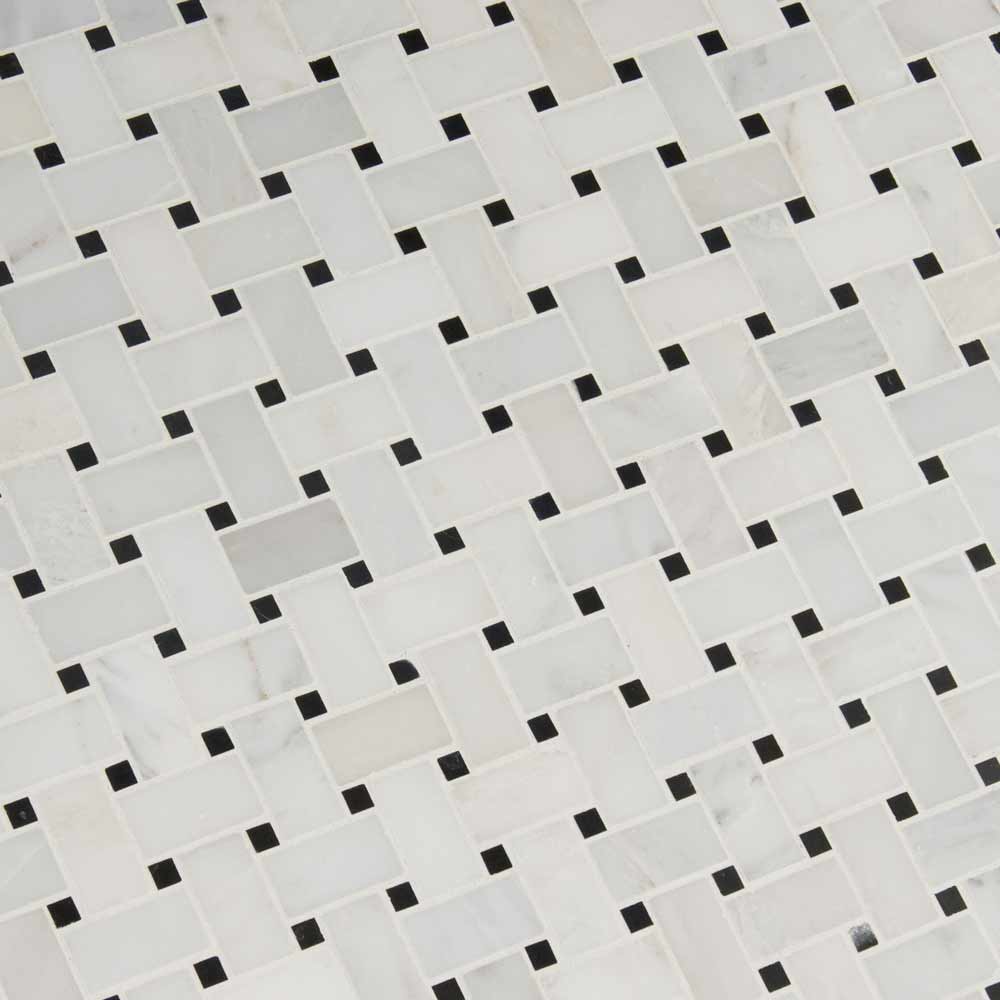 Greecian White Basketweave 12" x 12" Polished Marble Mesh-Mounted Mosaic Tile Pattern-MSI Collection
