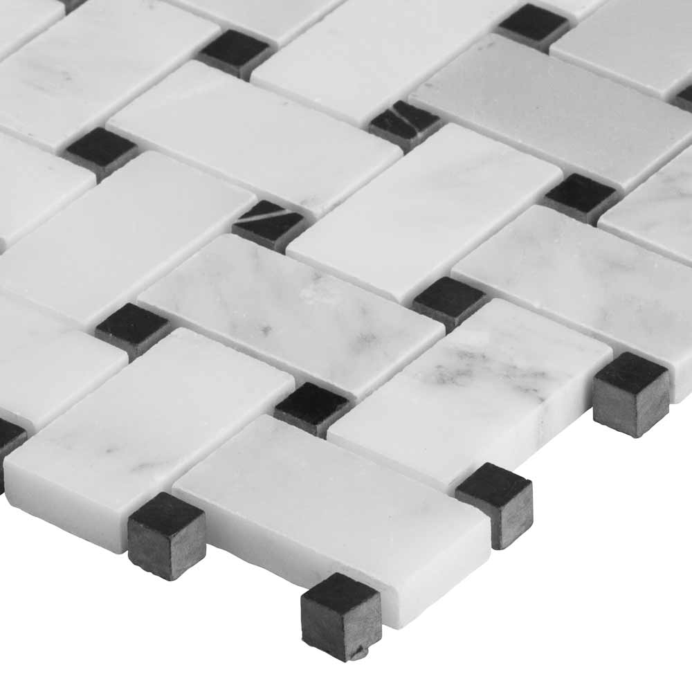 Greecian White Basketweave 12" x 12" Polished Marble Mesh-Mounted Mosaic Tile Pattern-MSI Collection