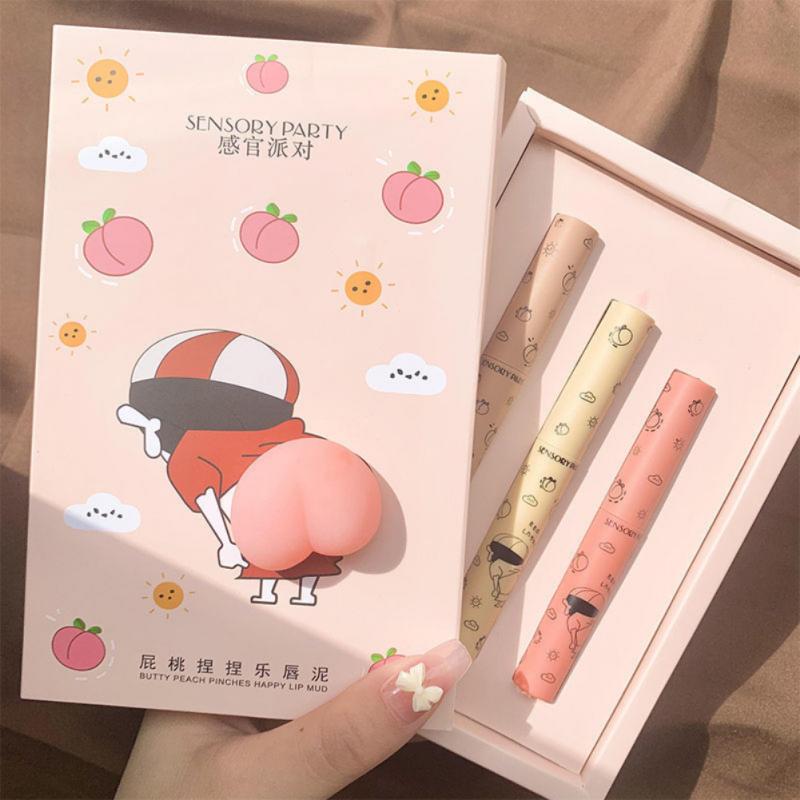 Set de brillo labial mate color melocotón