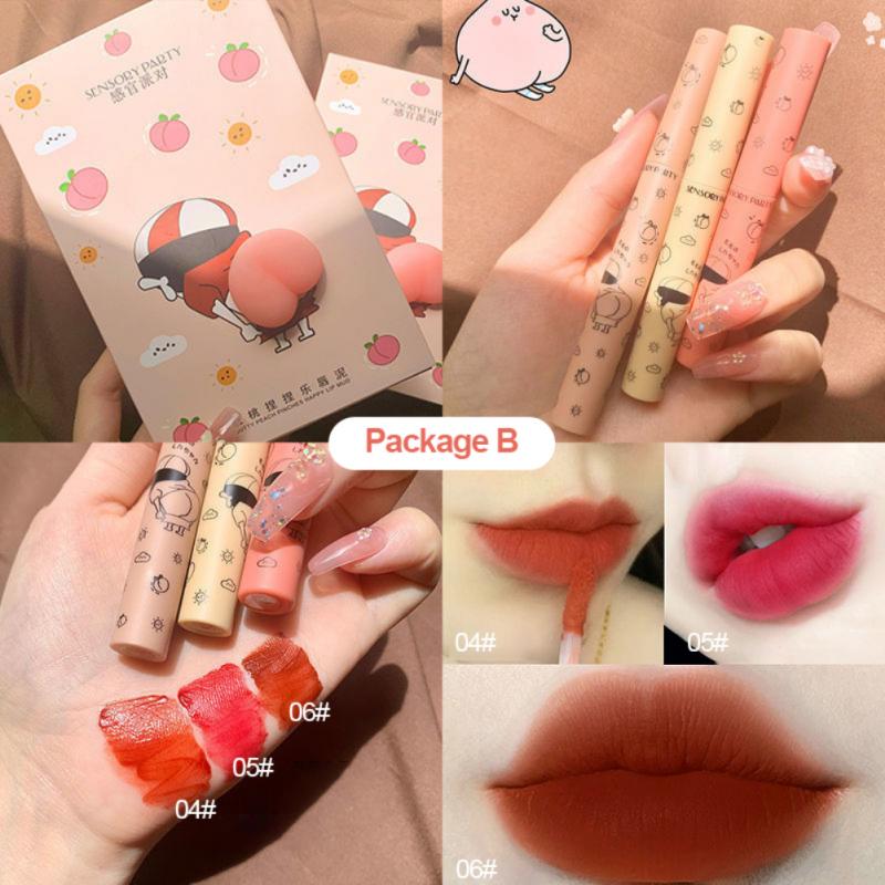 Set de brillo labial mate color melocotón
