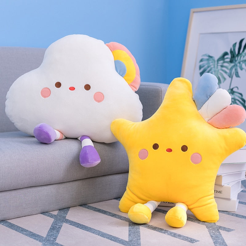 Peluches de nube arcoíris y estrellas