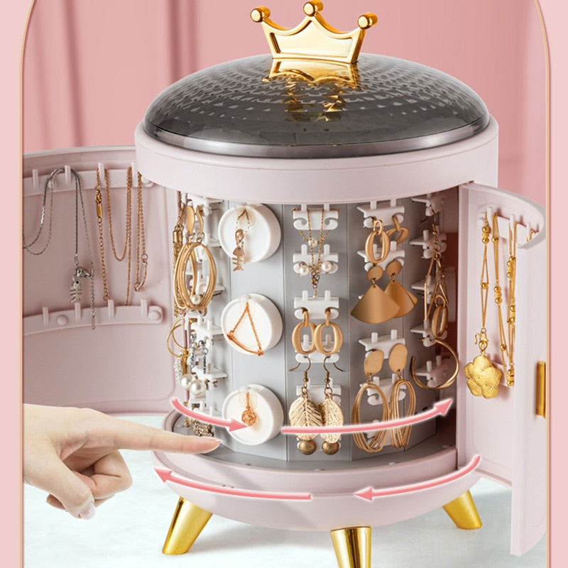 Organizador de joyas giratorio con forma de corona